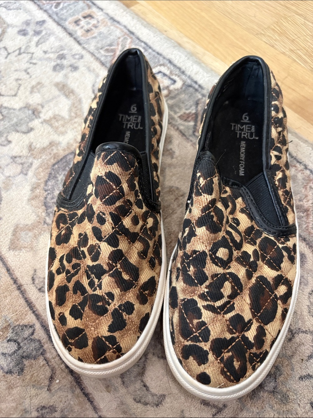 Time and Tru Leopard Print Slip-On Flats in Brown and Black